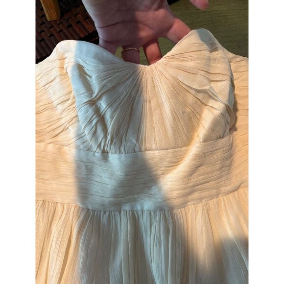 Strapless Cream J.Crew Silk Pleated Cocktail Dress With Sweetheart Neckline Back - Picture 10 of 13
